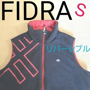 【超美品】FIDRA　フィデラ　 ゴルフウェア フルジップ ベスト　ゴルフ　リバーシブル　ロゴ刺繍　レディースS　中綿　スタイリッシュ