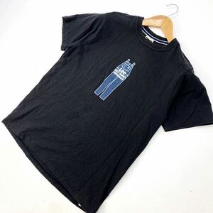 リー ☆ Lee ジョルトデニム ロゴ Tシャツ ブラック 黒 M オールド アメカジ 古着MIXスタイル トップ デニムブランド 腹に薄じみ■FE168