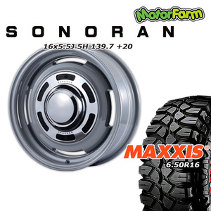 SONORAN フレンチグレー 16×5.5J/5H +20 マキシス クリーピークローラー 6.50/R16 4本セット