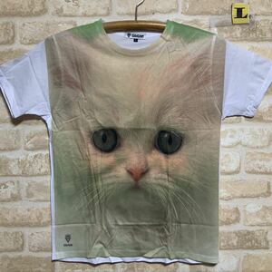 新品　かわいい　子猫　ねこ　半袖 白 Tシャツ　ホワイト　Lサイズ