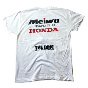 カーマニアに! 90s HONDA Meiwa RACING CLUB ヴィンテージ カンパニー 企業ロゴ プリント 半袖 Tシャツ ホワイト 白 L メンズ 古着 希少