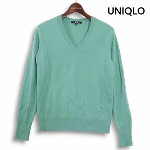 UNIQLO ユニクロ 秋冬★ カシミヤ100% Vネック シンプル クラシック 長袖 ニット セーター Sz.M レディース　K4T01632_A#K