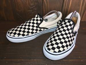 ★VANS バンズ 国内企画 slip on スリッポン 黒×白 チェッカー 25.5cm 美品 Used 検 SK8 ハーフキャブ オールドスクール スニーカー