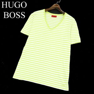 HUGO BOSS ヒューゴボス 春夏 ボーダー★ 半袖 Vネック カットソー Tシャツ Sz.M　メンズ　A3T03428_4#D