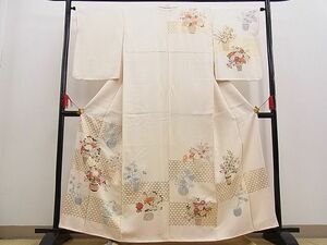 平和屋野田店■訪問着　刺繍　花籠文　金彩　逸品　n-fw5191