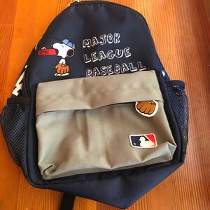 タグ付き　PEANUTS ピーナッツ スヌーピー MLB リュック キッズ ネイビー　コラボレーションリュック