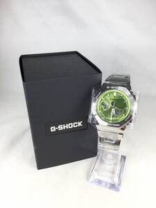 【MM-05】未使用品 G-SHOCK GM-2110D-3AJF フルメタル 文字盤カラー ライムグリーン アナデジ プライスタグ・保証書・取扱説明書付き