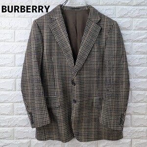 【超希少】 Burberrys BURBERRY バーバリー テーラードジャケット シングル ブラウン系 チェック柄 ウール ラム 96-86-170 AB5 2B