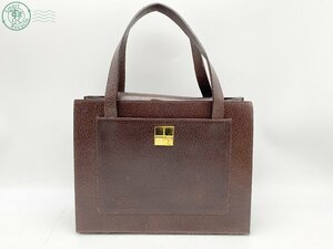 2406601524　□ YVES SAINT LAURENT イヴサンローラン ハンドバッグ 手提げバッグ スクウェア レザー ブラウン 中古 レディース