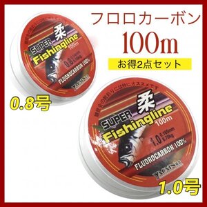 (L60)送料無料・フロロカーボン 0.8号・1.0号 セット・100m巻き