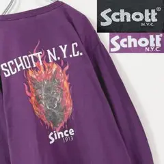 L相当・Schott・ショット・ファイヤパターン・ウルフ・ビッグプリント・ロンT