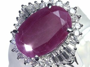 RM12356SS【1円～】新品【RK宝石】《Ruby》抜群の存在感!! 天然非加熱ルビー 特大4.377ct!! 極上ダイヤモンド Pt900 高級リング ダイヤ