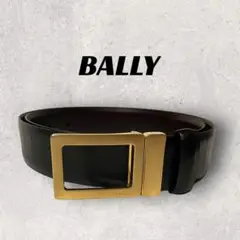 【1061】良品！BALLY　ベルト　ブラック×ブラウン　ゴールド金具