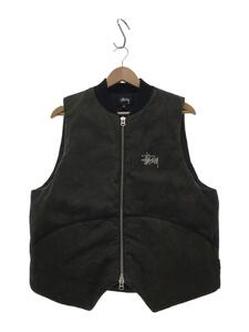 STUSSY◆ベスト/S/コットン/KHK/WASHED CANVAS VEST