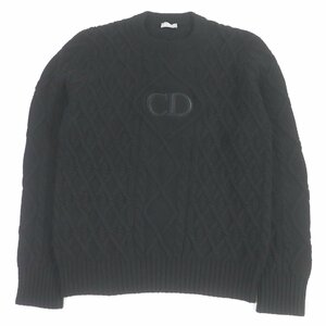 美品□DIOR ディオール オム 21AW 213M656AT183 カシミヤ CDロゴエンブロイダリー ケーブルニット セーター 黒 M イタリア製 正規品