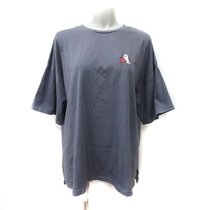 オリーブデオリーブ OLIVE des OLIVE Tシャツ カットソー 半袖 ワッペン F グレー /YI レディース