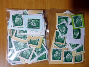 ５００円　日本普通切手使用済み　100枚　使用済み切手　緑　バサラ（伐祈羅）大将　　伐折羅大将　　