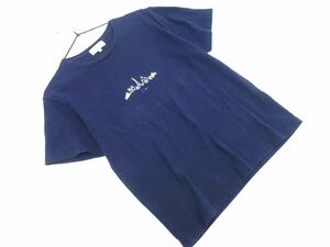 ネコポスOK ABAHOUSE アバハウス 刺繍 Tシャツ size46/紺 ■◆ ☆ ega9 メンズ