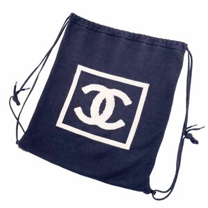 【中古】 CHANEL シャネル リュック ココマーク スポーツライン ニットナップサック ブラック シリアルシール欠品 24002208 MK