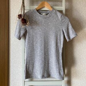 H&M エイチアンドエム☆半袖リブTシャツ カットソー グレー