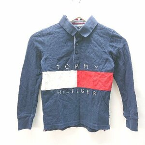 ◇ TOMMY HILFIGER トミーヒルフィガー ブランドロゴ 定番 長袖 ポロシャツ サイズ128 ネイビー系 メンズ E