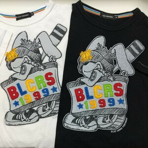 【送料無料】 BLUE CROSS ブルークロス 半袖Tシャツ 同柄 サイズ 色違い 2枚セット 男子 白SS(130)サイズ 黒S(140)サイズ 兄弟 おそろい