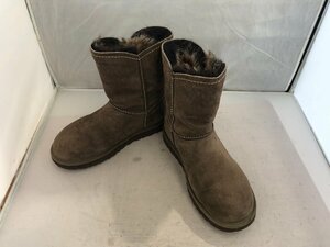 【UGG】アグオーストラリア　レディス　ショートムートンブーツ　ココアブラウン　スウェード×ボア　23cm　SY02-GE5