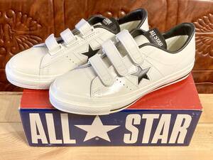 ★☆希少レア!converse ONE STAR V-3 レザー ox 白/黒 9 27.5cm コンバース ワンスター ベルクロ ホワイト/ブラック ビンテージ 2310☆★