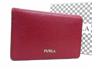 1円 ■極美品■ FURLA フルラ レザー カードケース カード入れ 名刺入れ レディース レッド系 FC6156