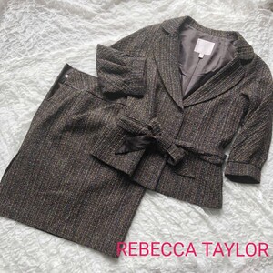 【美品】REBECCA TAYLOR　レベッカテイラー　ツイード　セットアップ　ツーピース　リボン　ブラウン系　サイズ10＆8　★1000