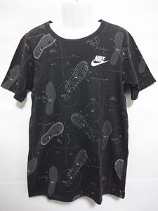 古着 ジュニア150 NIKE/ナイキ 子供 Tシャツ 半袖 シュープリント ブループリント ブラック 913109-010