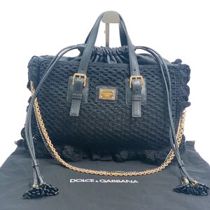 【中古】美品 ドルチェアンドガッバーナ DOLCE&GABBANA? レディース チェーン コットン トートバッグ