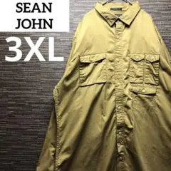 SEAN JOHN カーキ 長袖シャツ テーラードフィット