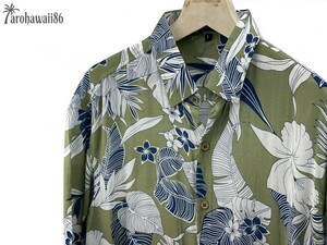 arohawaii86◆AH-1354 XL【Reefs/グリーン系】半袖シャツ/夏/ヴィンテージ/アロハシャツ/柄シャツ☆1スタ☆１円スタート☆