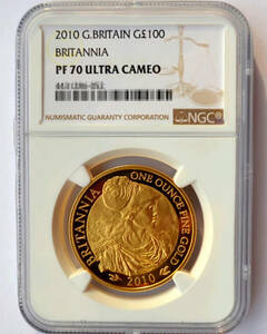 【記念貨幣】2010年イギリスブリタニア金貨エリザベス女王100ポンドゴールドコイン NGC PF70 ULTRA CAMEO 最高鑑定品★重34.05ｇL32