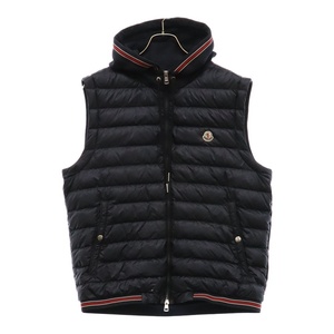 MONCLER モンクレール 17SS Maglia Gilet フロントロゴワッペン フード付 スウェット切替 ダウンベスト ネイビー C10918405400 80985