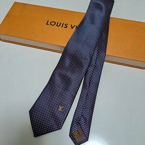 美品 ルイヴィトン Louis Vuitton ネクタイ シルク100% パープル 格子 246-66