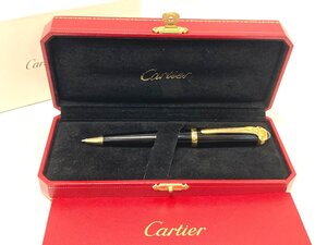 ★ BP ★ １円 Cartier カルティエ ロードスター ドゥ カルティエ ボールペン ツイスト式 石付き ブラック ｘ ゴールド 【文房具】【中古】