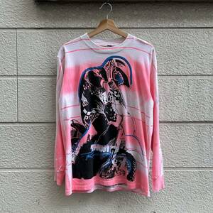 80s 90s USA古着 総柄 長袖Tシャツ ロンT ロングスリーブ バイク モトクロス アメリカ古着 vintage ヴィンテージ シングルステッチ