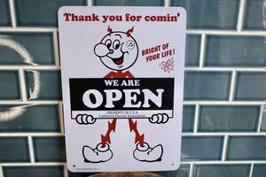 新品 REDDY KILOWATT OPEN　レディキロワット　プラスチックサイン 看板 アメリカ 世田谷ベース インテリア アドキャラ　店舗