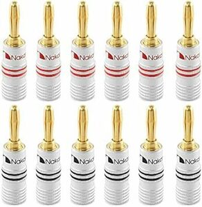 Nakamichi バナナプラグ banana plugs 24K金メッキ スピーカーケーブルコネクター アルミメタルシェル 12