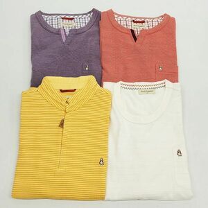 261672【Sサイズ】Hush Puppies 半袖 Tシャツ ホワイト レッド パープル イエロー 4枚セット まとめ売り ハッシュパピー メンズ