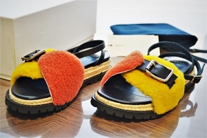 sacai サカイ Sheepskin Mouton Sandal シープスキン レザー ムートンサンダル 37 未使用 希少カラー 23.5cm相当