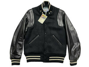 未使用品 36 黒 Whitesville ホワイツビル WV13366 AWARD JACKET アワードジャケット 袖レザー メルトン ブラック