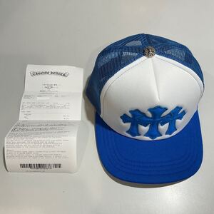 CHROME HEARTS クロムハーツ キャップ 帽子TRUCKER CAP セメタリークロス レザーパッチ クロスパッチ USA製 羊革 blue ブルー 700546