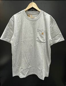 Carhartt カーハート K87 メンズ Tシャツ T-SHIRT 半袖 胸ポケット付き POCKET 霜降りGY グレー Mサイズ⑥