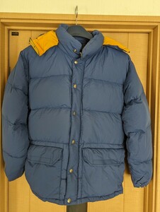 レア物【ザ・ノースフェイス　THE NORTH FACE　ダウンジャケット（フード付き）】ナイロン　ネイビー×イエロー　ヴィンテージ　サイズ：S