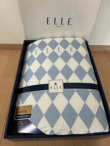 新品未開封　ELLE エル　肌掛布団　羊毛混　140×190 天然素材　綿100% 暖かい　毛10% 寝具 シングル　水色　