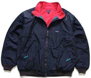 ★90s USA製 patagoniaパタゴニア シェルドシンチラ フリースライナー ナイロンジャケット カスタム 濃紺 XL★オールド アウトドア