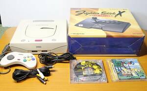 SEGA セガサターン HST-3220　本体/コントローラー/ケーブル/ソフト２枚　アスキー ファイタースティックX 　SS　